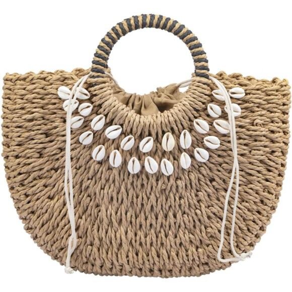 Straw Bags, Summer Rattan Bags Brown - Picture 1 of 7